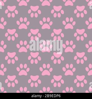 Paw d'animaux sans coutures gris rose motif Illustration de Vecteur