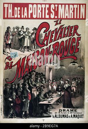 MAISON ROUGE CHEVALIER Théâtre de la porte Saint-Martin : 'le Chevalier de Maison-Rouge'. Fiche. Paris, musée Carnavalet. Banque D'Images