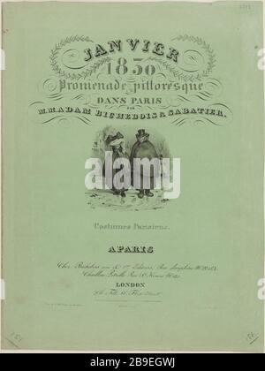 Album Janvier 1830: Couverture Jean-Victor Adam, dit Victor Adam (1801-1866), PEINtre et lithographe English. Album 'Janvier 1830' : la couture. Lithographie sur papier vert, XIXème siècle. Paris, musée Carnavalet. Banque D'Images