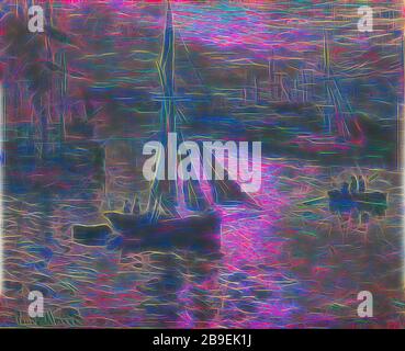 Lever du soleil (Marine), Claude Monet (Français, 1840 - 1926), France, Mars ou avril 1873, huile sur toile, 50,2 × 61 cm (19 3,4 × 24 po, repensée par Gibon, design de glanissement chaleureux et gai de luminosité et rayons de lumière radiance. L'art classique réinventé avec une touche moderne. La photographie inspirée du futurisme, qui embrasse l'énergie dynamique de la technologie moderne, du mouvement, de la vitesse et révolutionne la culture. Banque D'Images