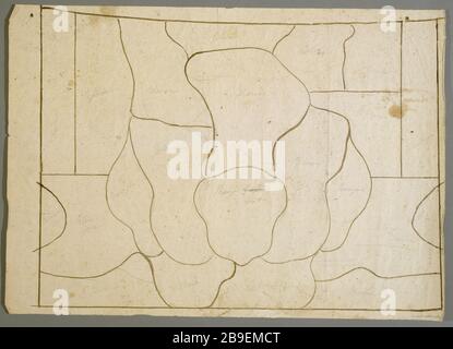 MOTIF VITRAUX Prosper LaFaye (1806-1883). 'Dessin de vitrail : dessin de pièces, entre 1845 et 1875'. Paris, musée Carnavalet. Banque D'Images