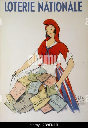 LOTERIE NATIONALE Charles-Félix RIF (Charles RIF, 1883-1941). 'Loterie nationale'. Fiche. Imprimerie Max Cremnitz. Lithographie couleur, 1933-1939. Paris, musée Carnavalet. Banque D'Images