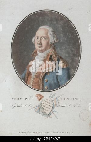 PORTRAIT D'ADAM PHILIPPE CUSTINE Pierre-Michel Alix (1762-1817). 'Portrait d'Adam Philippe Custine'. Aquapointe. Paris, musée Carnavalet. Banque D'Images