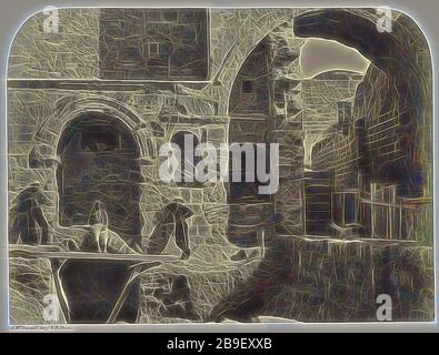 ECCE Homo Arch, Sgt. James M. McDonald (anglais, 1822 - 1885), Israël, 1865, imprimé argent Albumen, réinventé par Gibon, design de glanissement chaleureux et gai de la luminosité et des rayons de lumière radiance. L'art classique réinventé avec une touche moderne. La photographie inspirée du futurisme, qui embrasse l'énergie dynamique de la technologie moderne, du mouvement, de la vitesse et révolutionne la culture. Banque D'Images