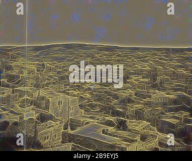 Panorama de Jérusalem, Othon Von Ostheim (autrichien, actif vers 1850 - début 1860), Europe, vers 1862, Albumen argent imprimé, repensé par Gibon, design de gai gai chaud de luminosité et de rayons de lumière radiance. L'art classique réinventé avec une touche moderne. La photographie inspirée du futurisme, qui embrasse l'énergie dynamique de la technologie moderne, du mouvement, de la vitesse et révolutionne la culture. Banque D'Images