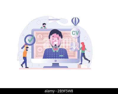 CV en ligne application recherche d'emploi concept plat Illustration de Vecteur