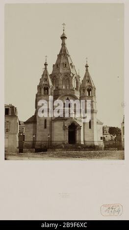 CATHÉDRALE ORTHODOXE RUSSE SAINT-ALEXANDRE NEVSKY, 12 RUE DARU, 8ÈME ARRONDISSEMENT, PARIS la cathédrale orthodoxe Saint-Alexandre-Nevsky, 12 rue Daru, Paris (VIIIème arr.). 1861-1868. Photo d'Achille Quinet. Paris, musée Carnavalet. Banque D'Images