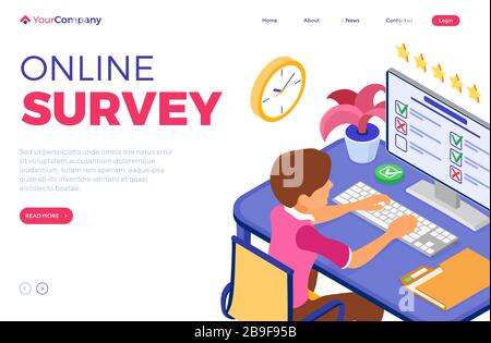 Questionnaire d'enquête en ligne Illustration de Vecteur