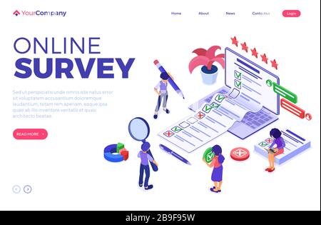 Questionnaire d'enquête en ligne Illustration de Vecteur
