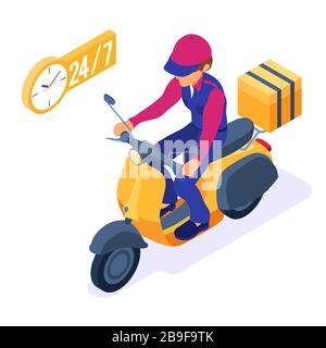 service de livraison de colis de commande de nourriture en ligne Illustration de Vecteur