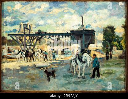 Grue sur la Seine à Pont Royal Émile Antoine Guillier (1849-1883). Rue sur la Seine au pont Royal. Huile sur étoile. 1880. Paris, musée Carnavalet. Banque D'Images