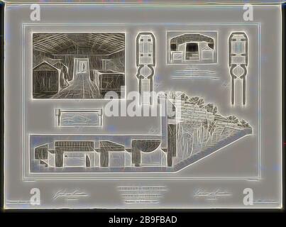 Italie, Tombeau à Cerveteri, Italie, Monuments anciens et modernes : Collection formant une histoire de l'architecture des diffuseurs peuples à toutes les époques, Gailhabaud, Jules, 1810-1888, Léveil, Jean Arnould, 1806-1866, Schaal, Louis Jacques Nicolas, 1800-après 1859, Gravure, 1865-1870, acier, plaque, 5, de la section intitulée Tombeaux-bois, J.A. Tarquites, etc Leveil del. Inscrit en bas à droite, le chabot de Schaal, réinventé par Gibon, conception de gaie chaleureuse de luminosité et de rayonnement de rayons lumineux. L'art classique réinventé avec un moder Banque D'Images