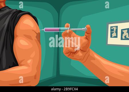 injection du patient par seringue Illustration de Vecteur