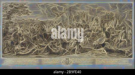Bataille d'Arbela, batailles d'Alexandre, Audran, Benoît, 1661-1721, Audran, Jean, 1667-1756, le Brun, Charles, 1619-1690, Etching, gravure, noir et blanc, voiture le Brun pinxit--inférieur gauche, à l'image, I. Audran excudit--inférieur droit, à l'intérieur de l'image. Dévouement à J. Hardouin-Mansart dans la marge inférieure, signé par J. Audran, réinventé par Gibon, design de gaie chaleureuse de luminosité et de rayons de lumière radiance. L'art classique réinventé avec une touche moderne. La photographie inspirée du futurisme, qui embrasse l'énergie dynamique de la technologie moderne, du mouvement, de la vitesse et révolutionne la culture. Banque D'Images