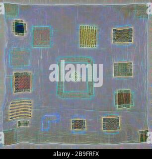 Échantillonneur de reprisage a travaillé avec différentes couleurs de soie sur lin écru, brodé au centre rouge foncé, coeur couronné LH 1744, l'exercice, stoplap avec couture lin soie, broderie textiles de croix s'arrêtant presque assez grand carré de lin écru finement tissée. Le chiffon a la lisière sur la gauche et 0,3 cm ourlet sur tous les autres côtés. La mise en page de la pièce est très inégale. La pièce montre des aspects de début du 18e siècle d'escale, entre autres, l'arrangement irrégulier des bouchons et la différence de taille et l'effet rectangulaire de celle-ci. Nous avons travaillé avec de la soie dans la c Banque D'Images