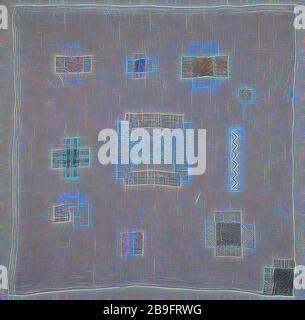 Échantillonneur de reprisage a travaillé en bandes de soie sur lin blanchie, marquée AAK 1747 stoplap, droit d'aiguille lin soie, broderie couture textile stop ouvert Carré , avec bouchon sur le haut et bord gauche avec hemstones et droit en vertu de l'ourlet bord de 0,4 cm . Au centre, se trouve un arrêt d'insertion avec dans le coeur une broderie au point de croix Les bouchons sont réalisés dans les couleurs bleu orange jaune d'carmin vert turquoise et bleu clair et irrégulièrement réparties sur le patch Ecusson brodé : ANNO 1747 AAK artisanat artisanat manuel education Banque D'Images