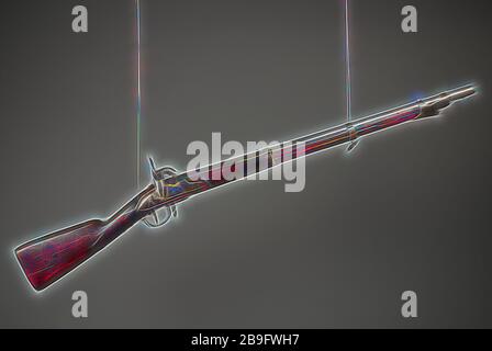 Le sapeur's gun M1815 ou de percussions avec des armes à feu et la baïonnette ramrod, utilisés par les garçons de l'Orphelinat réformée, Rotterdam, carabine fusil carabine fusil à percussion armes armes à feu fer acier bois noyer, métal gravé sur la boucle arrière 1815 gravé dans la chambre 1834 et couronné GF ? Couronné de marque de cheminée zone sans nom à l'arrière de la cheminée et 97 G/cordonbuttons couronné estampillée marque ovale illisible au-dessus de l'anneau de sangle marque ovale gravé illisible sur l'arrière de l'inscription en cordonband JB couronné sur le ballon marque brûlé circulaire au milieu du bord inférieur illisibles 1844 bord supérieur illisible même loca Banque D'Images