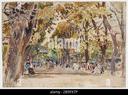 Jardin public à Paris en 1899 (titre factice) | Paris. 1899 (titre enregistré (lettre)) Banque D'Images