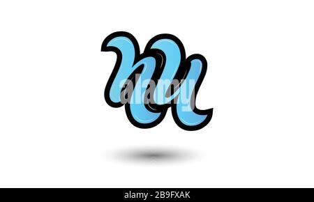 Premier Monogramme Lettre Nu Logo Design Vector Template. Conception Du Logo Lettre Nu Illustration de Vecteur