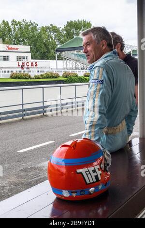 TIFF Needell dans la voie de la fosse du circuit de course de Goodwood, West Sussex UK Banque D'Images