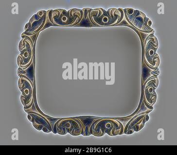 Boucle rectangulaire incurvée avec coins arrondis, décoration stylisée en relief, pièce de fixation de boucle meulées en métal argent, coins rectangulaires arrondis rectangulaire légèrement incurvés support archéologie Rotterdam triangle de ville Mariniersweg Kipstraat Hoogstraat chaussure de fixation coin inférieur de Mariniersweg Kipstraat Hoogstraat Banque D'Images