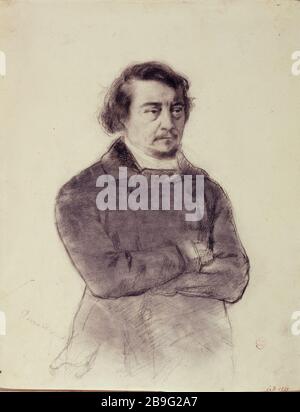 Portrait de Pierre Leroux, représentant de la Seine (1848) Madeleine-Jeanne Lemaire (1845-1928). Portrait à mi-corps de Pierre Leroux, représentant de la Seine (1797-1871), 1848. Crayon, fusain. Paris, musée Carnavalet. Banque D'Images