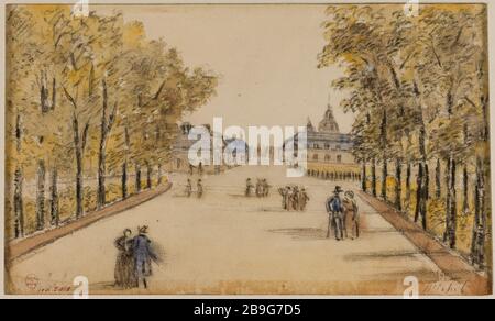 Environs Invalides. Georges Michel (1763-1843). 'Environnement des Invalidess'. Paris (VIIIème arr.). Fusain. Paris, musée Carnavalet. Banque D'Images