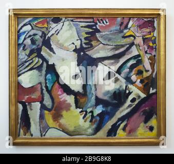 Peinture de l'improvisation 13 du peintre moderniste russe Wassily Kandinsky (1910) présentée dans le Staatliche Kunsthalle Karlsruhe (State Art Gallery) à Karlsruhe, Bade-Wurtemberg, Allemagne. Banque D'Images