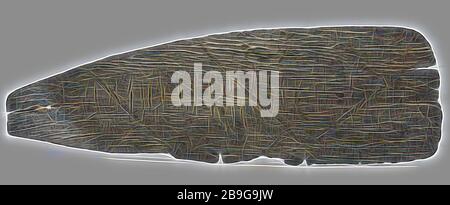 Truelle ou lame en chêne pour guidons, sol de gouvernail trouver bois de chêne, lame de raquette en chêne ciselé scié taillé ou lame pour guidon en tondlid. Deux trous pour clou à fixer au bras. Lignes floues diagonales sur la feuille. Sur les côtés des trous de vieux stylo et des connexions de trou de la pièce originale archéologie Capelle aan den IJssel Maison au château de Capelle bateau bateau bateau à voile bois d'aviron éditer charpentier découverte du sol: château Capelle Capelle aan den IJssel Banque D'Images