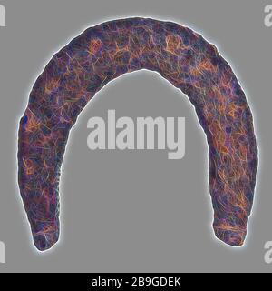 Horseshoe, terre de harde de fer à cheval trouver du fer métallique, Horseshoe avec large plate (mince) archéologie tunnel de chemin de fer Rotterdam cheval chargement de farrier découverte du sol: Tunnel ferroviaire Rotterdam Banque D'Images