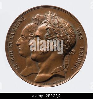 Bustes multiples de Léopold I (1790-1865), premier roi des Belges, et Louise d'Orléans (1812-1850), première reine des Belges, 1833 Etienne Montagny (1816-1895). 'Bustes accolés de Léopold Ier (1790-1865), premier roi des Belges, et de Louise d'Orléans (1812-1850), première reine des Belges, 1833'. 1833. Paris, musée Carnavalet. Banque D'Images