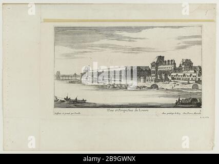 VUE ET PERSPECTIVE LOUVRE Adam Perelle (1640-1695). 'Vue et perspective du Louvre'. Eau-forte, vers 1663. Paris, musée Carnavalet. Banque D'Images