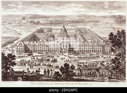 VOIR ET VOIR L'HÔTEL MARS DIT NON VALIDE ADAM PERELLE (1640-1695). 'Vue et perspective de l'hôtel de Mars dit les Invalides'. Eau-forte. Paris, musée Carnavalet. Banque D'Images