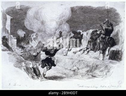 TRANCHÉE DEVANT DRANCY, nuit du 12 janvier 1871 Auguste Lançon (1836-1885). 'Tranchée en avant de Drancy, nuit du 12 janvier 1871'. Gravité. Paris, musée Carnavalet. Banque D'Images