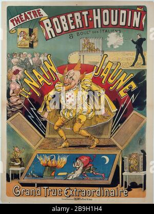 THÉÂTRE ROBERT-HOUDIN, 8 BOULEVARD D'ITALIEN - LE JAUNE NAIN, LA GRANDE CHOSE SPÉCIALE CHARLES LEVY. 'Théâtre Robert-Houdin, 8 boulevard des Italiens - le Nain Jaurune, grand truc extraordinaire'. Fiche. Paris, musée Carnavalet. Banque D'Images
