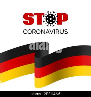 Arrêtez le coronavirus en Allemagne. Bannière vectorielle pour la prévention du virus covid-19. Avec drapeau allemand Illustration de Vecteur