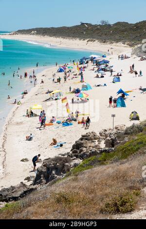 Plage et lagon de Yanchep, Yanchep, Perth, Australie occidentale. Banque D'Images