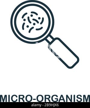 Icône micro-organisme. Élément de ligne simple de la collection d'icônes de biotechnologie. Présenter l'icône micro-organisme pour les modèles, les logiciels et les infographies Illustration de Vecteur
