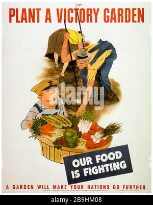 US deuxième Guerre mondiale, affiche de la production alimentaire, planter UN jardin de victoire - notre nourriture est la lutte, 1941-1945 Banque D'Images