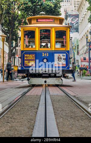 Powell-Market line cable car, San Francisco, California, USA Banque D'Images
