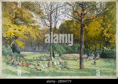 PLACE DU CONSEIL MUNICIPAL DU DISTRICT XIV - PETIT FÉLIX BRARD. 'Carré de la mairie du XIVème arrondissement - les petits, octobre 1914'. Dessert. Paris, musée Carnavalet. Banque D'Images