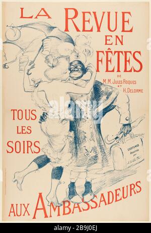 FESTIVALS EN REVUE, LES AMBASSADEURS Adolphe Willette (1857-1926). 'La revue en fêtes, Ambassadeurs'. Lithographie. 1880-1900. Paris, musée Carnavalet. Banque D'Images