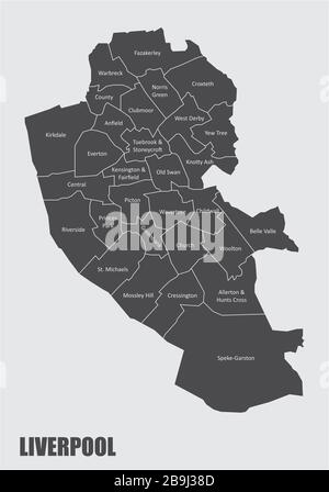 Carte de Liverpool avec illustration des boroughs Illustration de Vecteur