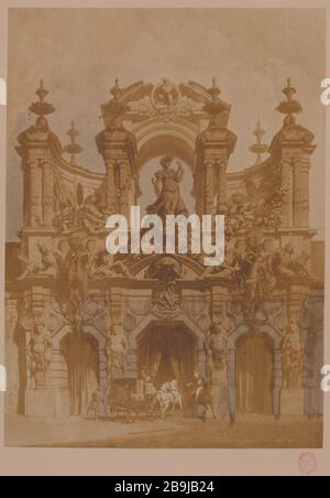 ENTRÉE PRINCIPALE DU BÂTIMENT, SUR L'INNOCENT, 1ère arrondissement, PARIS entrée principale du bâtiment des Halles. Marché des Innocents. Paris (Ier arr.), 1852. Photo de Jean-Louis Henri le Secq des Tournelles, dit Henri le Secq (1818-1882). Paris, musée Carnavalet. Banque D'Images