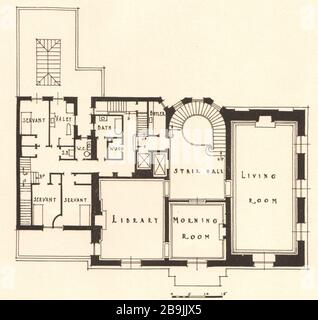 Résidence, Henry P. Davison, 690, avenue Park, New York. Plan du deuxième étage. Walker et Gillette, Architectes (1919) Banque D'Images