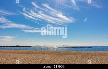 Plage SUMA et Seaside Park, près de Kobe City, préfecture de Hyougo, Japon. Banque D'Images