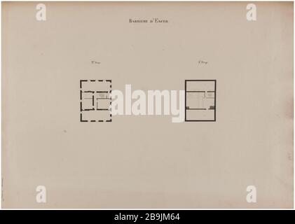Barrière d'Enfer: Carte des troisième et quatrième étages. Charles Rohault de Fleury (1801-1875). Atlas national de la Ville de Paris. Barrière d'Enfer : plan des troisième et quatrième égtages. Panache et encre noir, crayon. XIXème siècle. Paris, musée Carnavalet. Banque D'Images