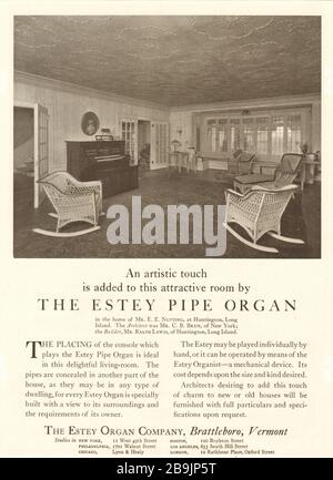 Orgue de tuyau Estey. E.Z. Nutting House, Huntington, long Island. C.B. Brun, Architecte, Ralph Lewis, constructeur. Estey Odce Co., Brattlebro, Vermont (1921) Banque D'Images