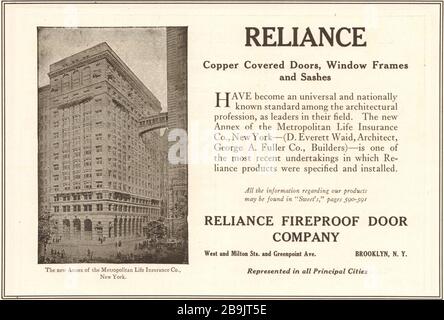 Annexe de Metropolitan Life Insurance Co., New York. Reliance Fireproof Door Co., West & Milton Streets & Greenpoint Avenue, Brooklyn, New York (1921) Banque D'Images