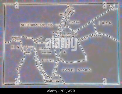 La Palestine et Israël, des sujets de 1953. Proche-orient, la carte comme en 1953 (télévision) montrant "Israël". 1953 Banque D'Images